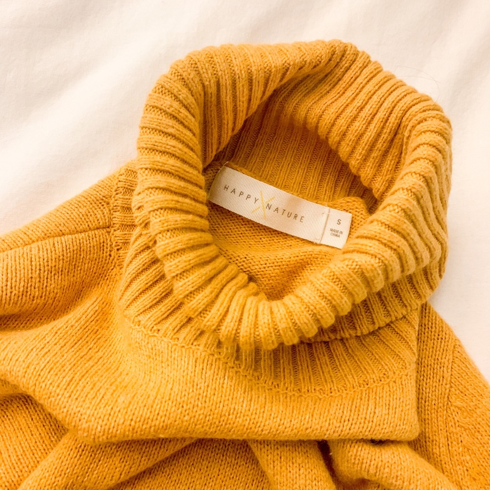 MUSTARD YELLOW KNIT SWEATER BY HAPPY BY NATURE